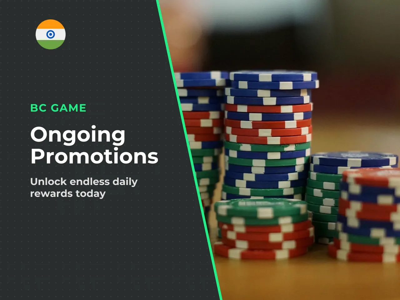 Other Ongoing Promotions. Beyond the welcome package, BC Game runs several regular promotions: - **Lucky Spin** for daily free spin chances at chips, free spins, or crypto prizes - **Level Up Bonus** 
